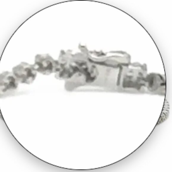 Rhodium Plated 925 Sterling Silver Round Moissanite 2.25mm Tennis Bracelet - Picture 3 of 5